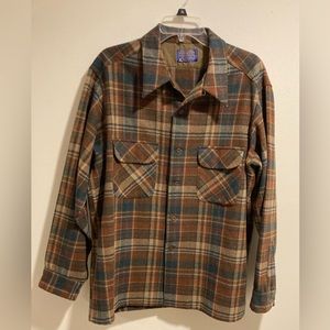 Pendleton Wool Plaid Flannel Button Up Size XL